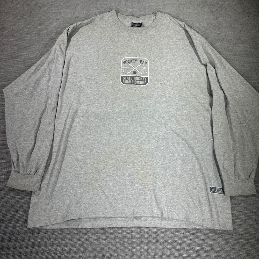 Route 66 Hockey Graphic T-Shirt Mens XL Gray Good Long Sleeve State Championship